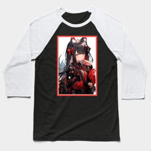 Aesthetic Anime Girl Red White Black | Quality Aesthetic Anime Design | Chibi Manga Anime Art Baseball T-Shirt